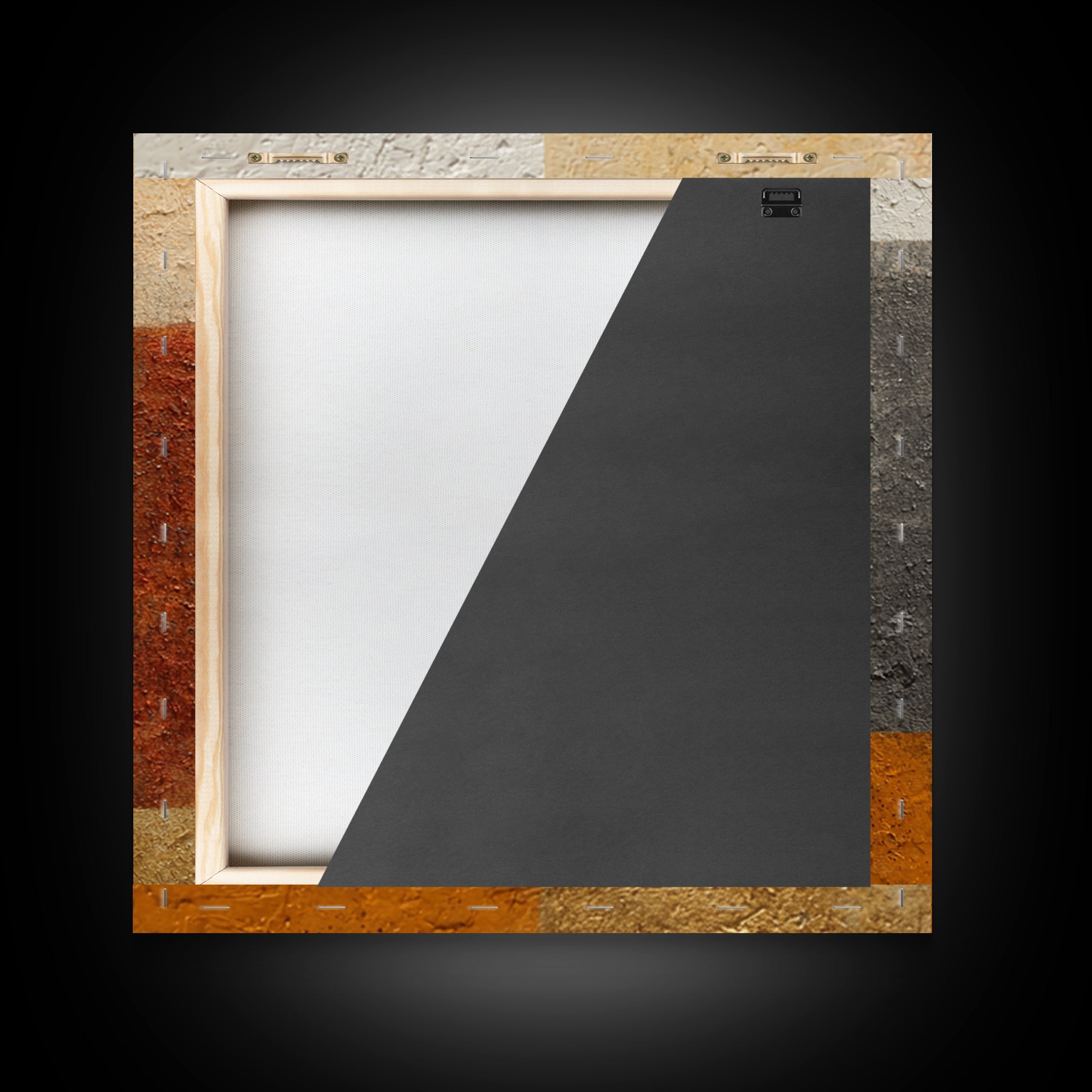 Mid Century Color Block Composition Framed Canvas Print, Wall Art, Wood Wall Art, Living Room Decor, Abstract Art, WAL-1x1-84