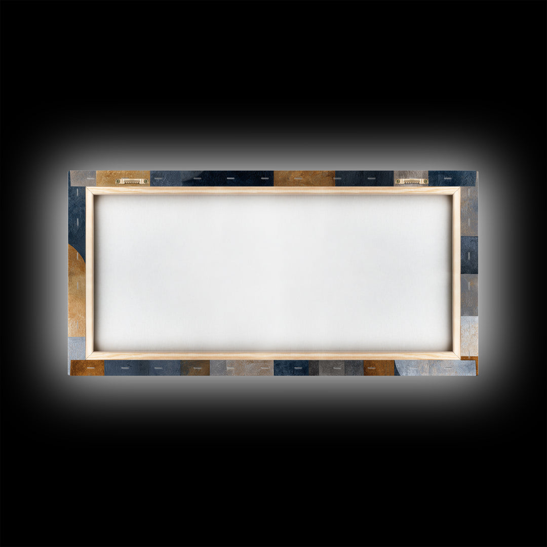 Luxury Neutral Plaster Texture Abstract Framed Canvas Print, Wall Art, Living Room Decor, Abstract Art, Metal Wall Art, WAL-2x1-35