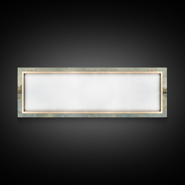 Urban Skyline in Muted Evening Color Framed Canvas Print, Wall Art, Art Deco, Living Room Decor, Fine Art, Abstract Wall Art, WAL-3x1-58