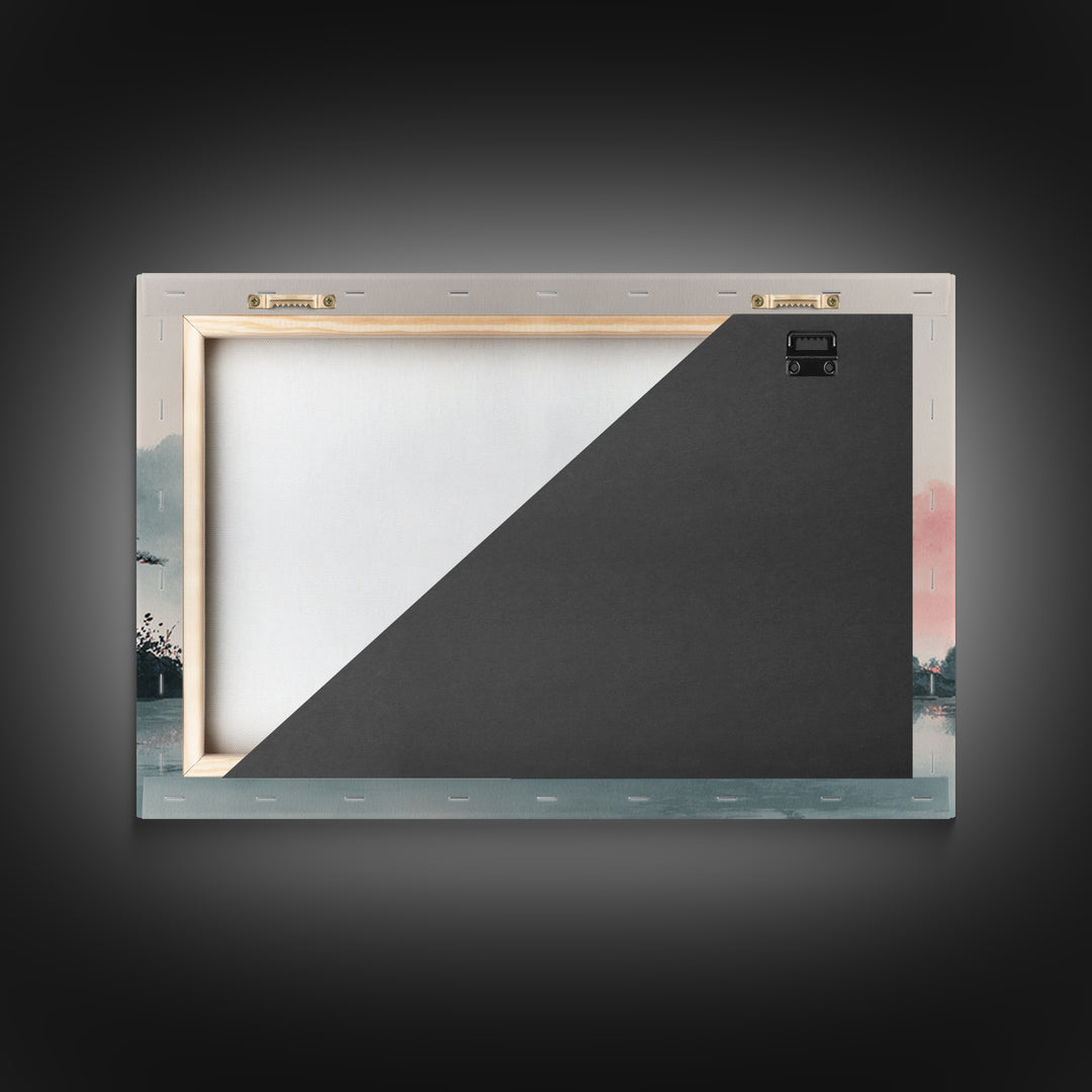 Monochrome Ink Crane Composition Framed Canvas Print, Wall Art, Living Room Decor, Oil Painting, Metal Wall Art, WAL-3x2-100