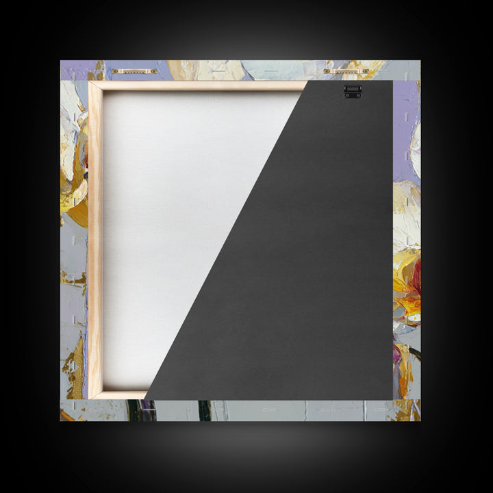 White Orchid and Gold Ribbon Composition Framed Canvas Print, Wedding Art, Wedding, Living Room Decor, Fine Art, Romance, WED-1x1-48