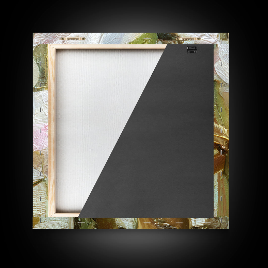 White Orchid and Gold Ribbon Composition Framed Canvas Print, Wedding Art, Wedding Gift, Living Room Decor, Fine Art, Romance, WED-1x1-96