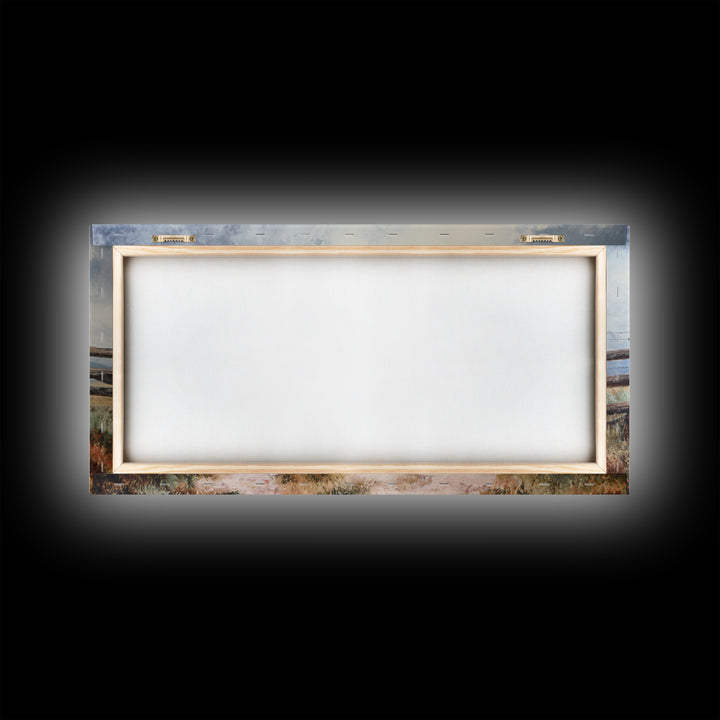 Sun Bleached Ranch Gate Framed Canvas Print, Western Art, Wall Art, Southwestern Decor, Watercolor Art, Frontier, WES-2x1-35