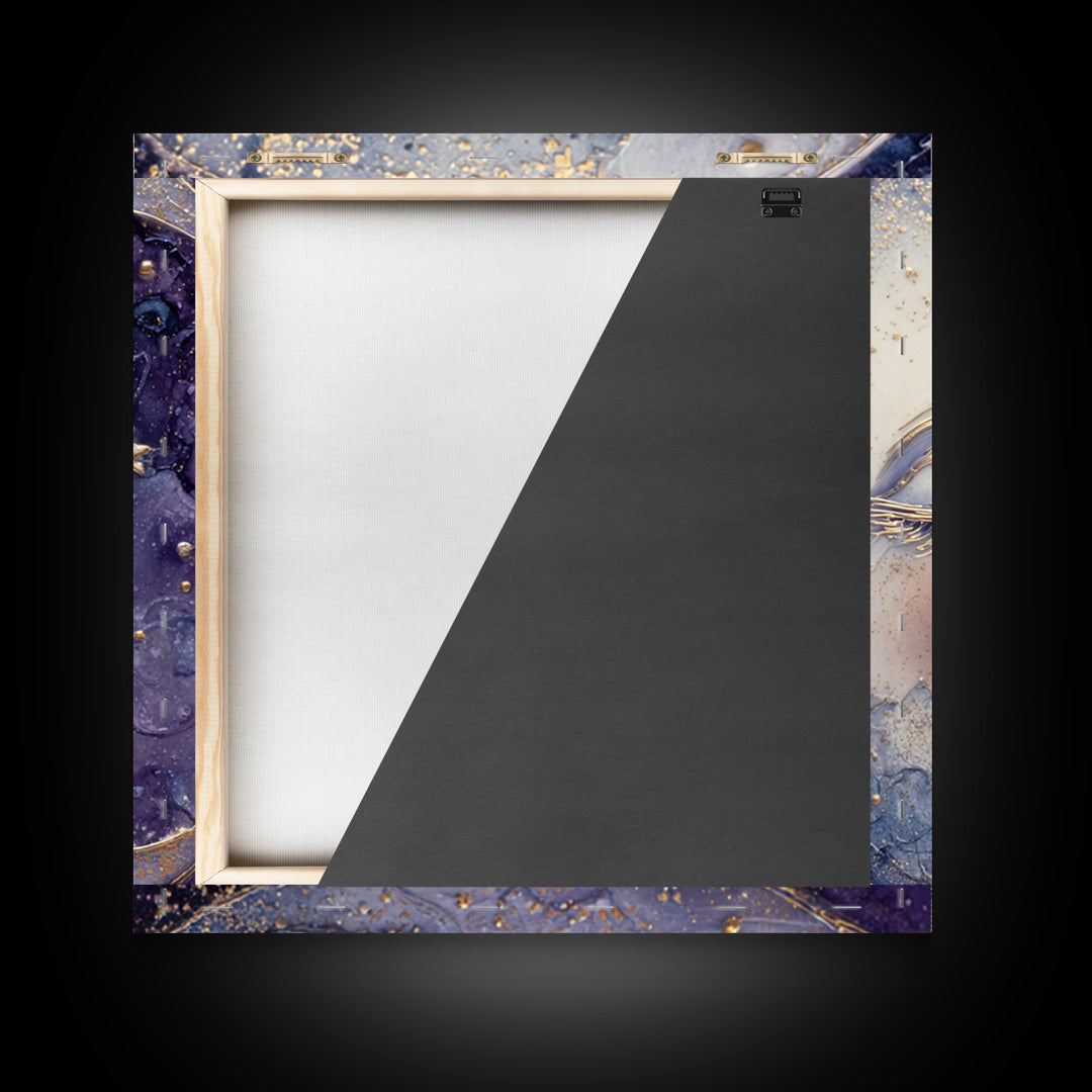 Moon with Sleeping Face and Dangling Stars Framed Canvas Print, Whimsical Art, Minimalist Decor, Living Room Decor, Wonder, WHI-1x1-88