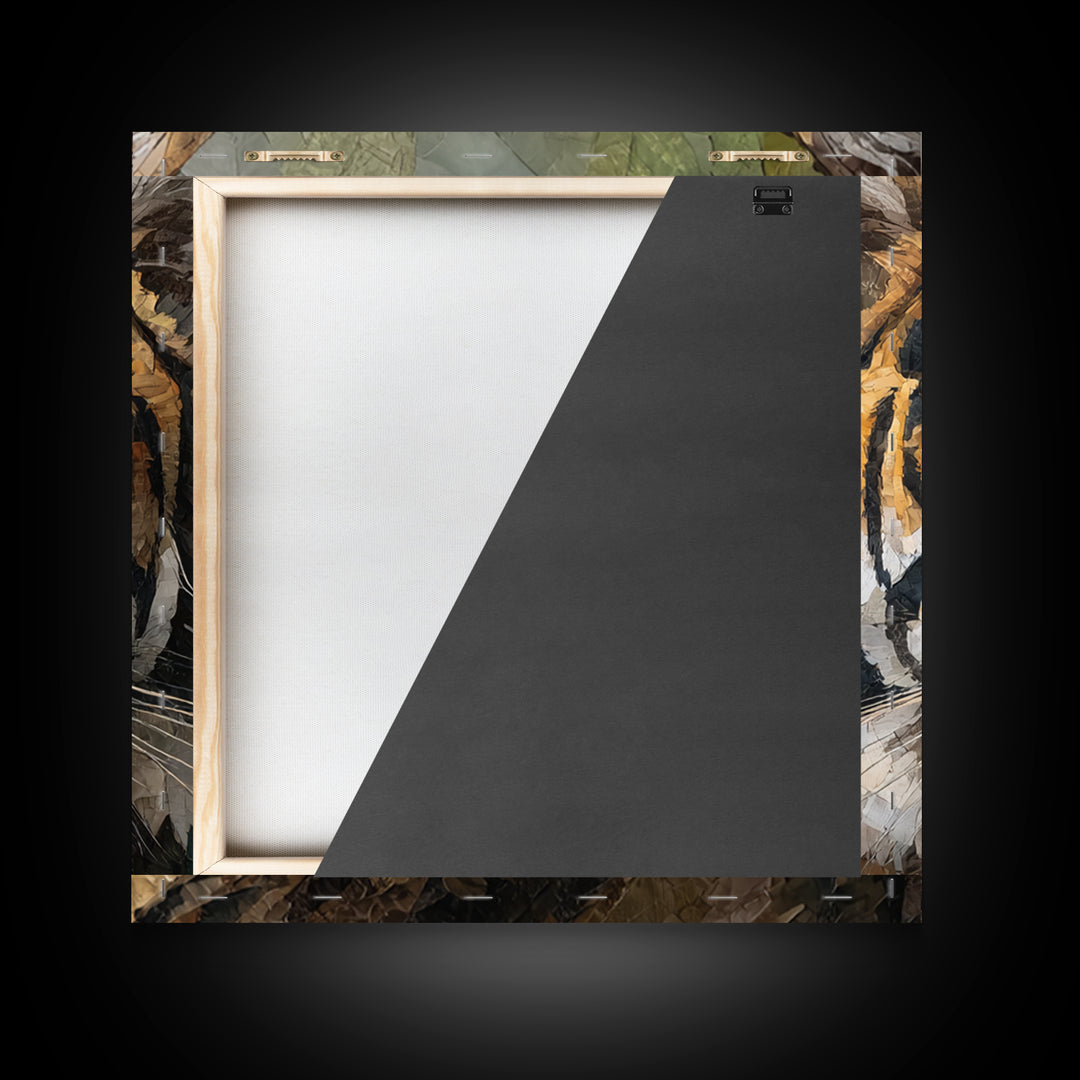 Tiger Portrait with Jungle Shadows Framed Canvas Print, Wildlife Art, Fine Art Print, Living Room Decor, Fine Art, Wild, WIL-1x1-53