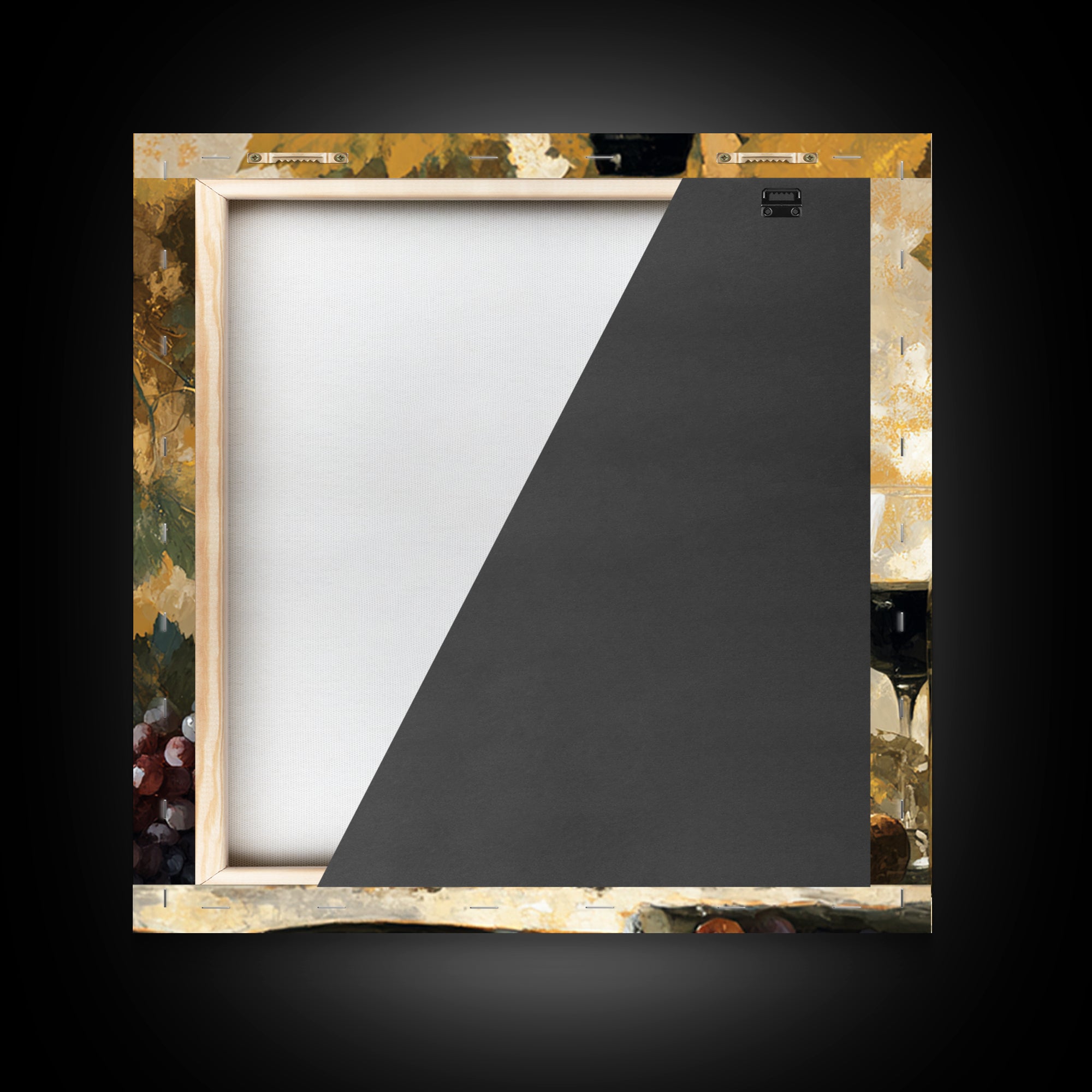 Black and Gold Wine Bottle Silhouette Framed Canvas Print, Winery Art, Kitchen Art, Winery Decor, Watercolor Art, Vineyard, WIN-1x1-16