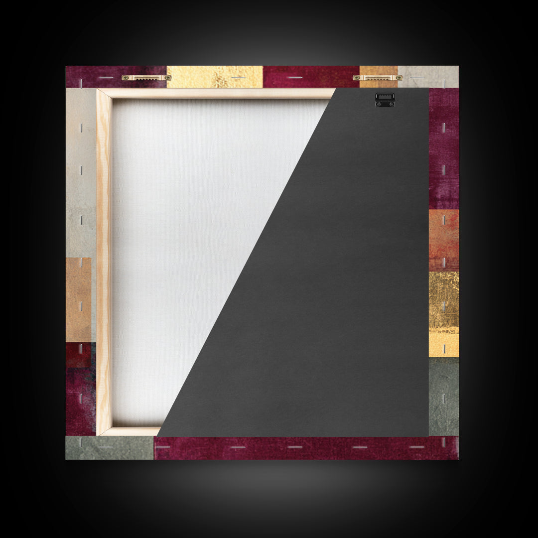 Burgundy Abstract with Gold Accents Canvas Print, Winery Art, Artwork, Winery Decor, Abstract Art, Vineyard, Bar Decor, WIN-1x1-23