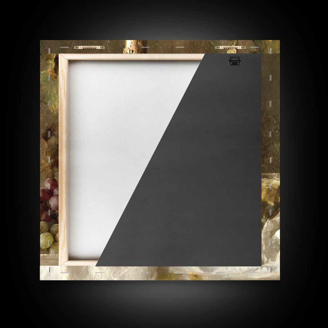Champagne Grapes and White Linen Still Life Framed Canvas Print, Winery Art, Winery Decor, Abstract Art, Vineyard, WIN-1x1-29