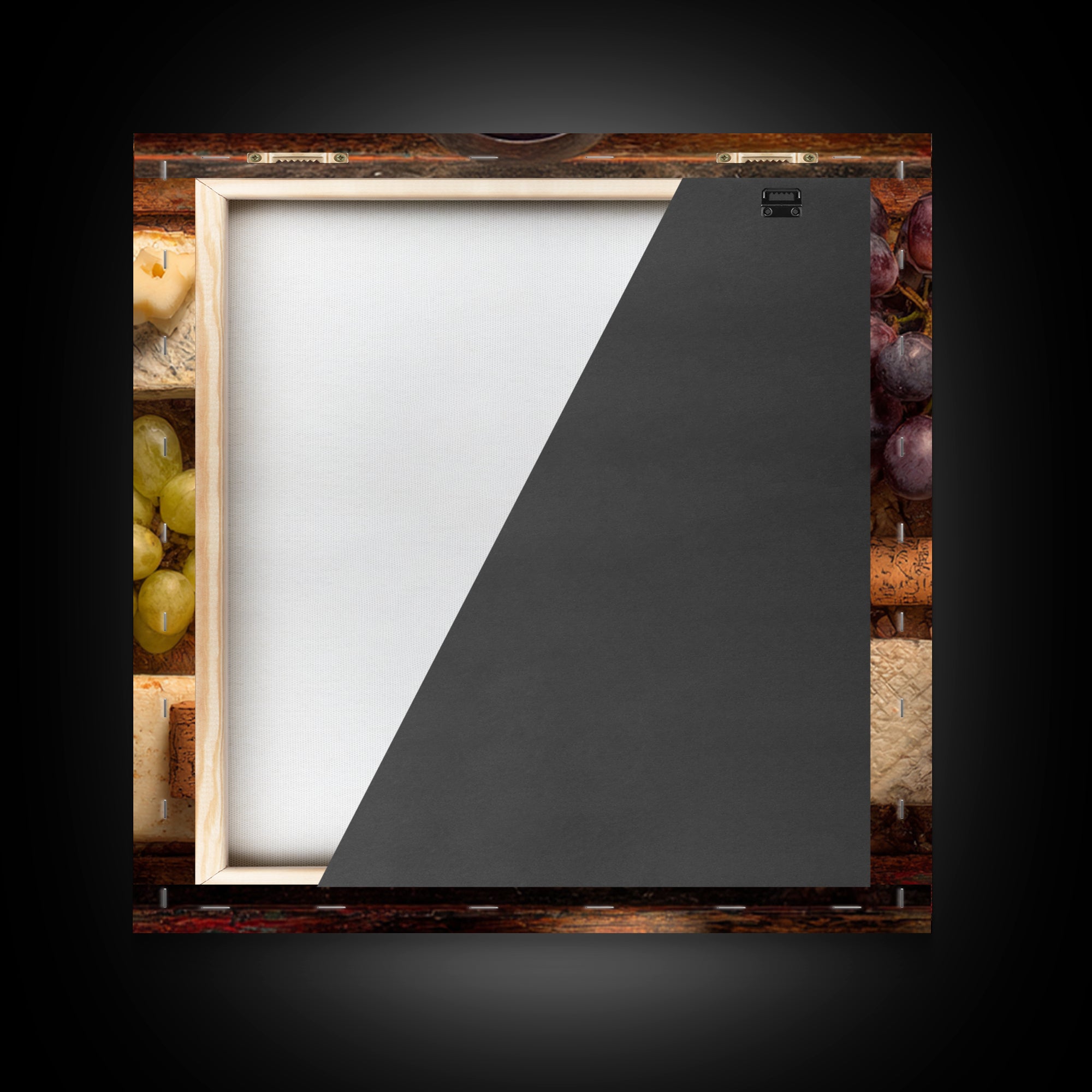 Charcuterie Board with Grapes and Cheese Framed Canvas Print, Winery Art, Boho Decor, Winery Decor, Oil Painting, Vineyard, WIN-1x1-37