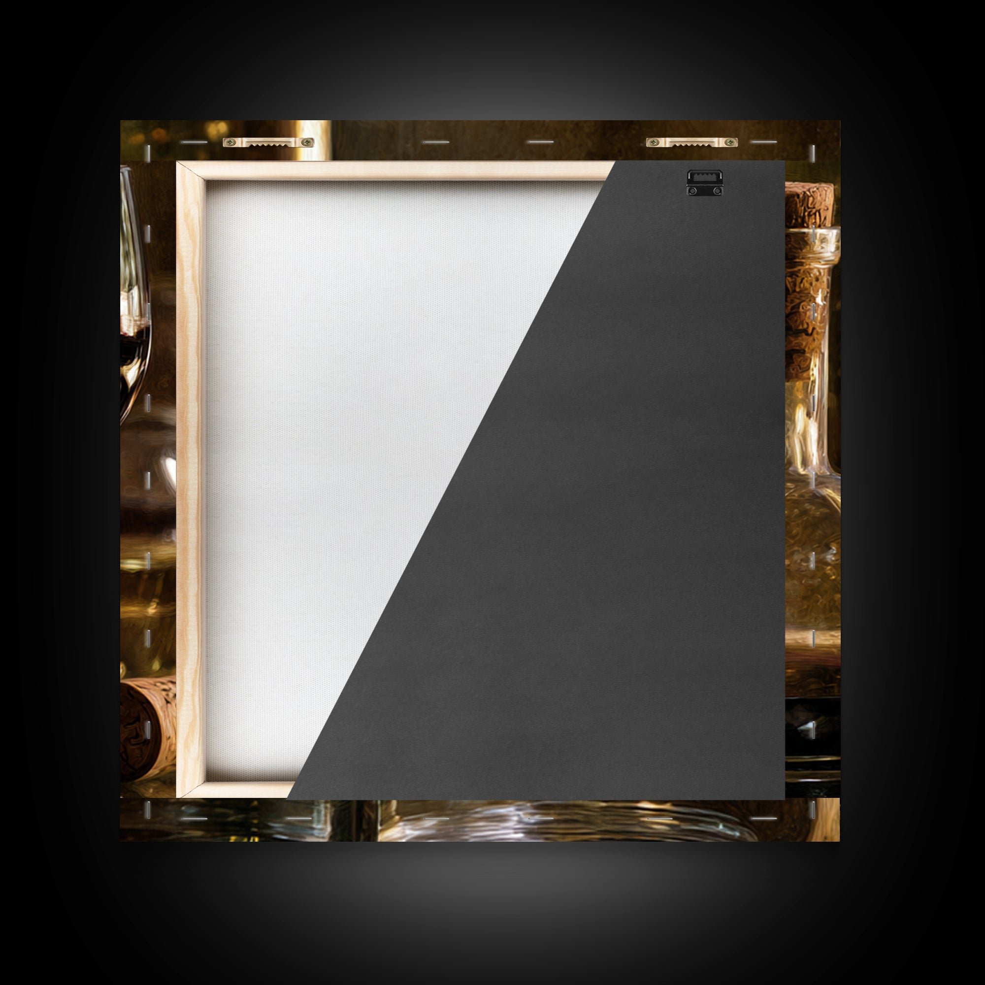 Black and Gold Wine Bottle Silhouette Framed Canvas Print, Winery Art, Room Decor, Winery Decor, Fine Art, Vineyard, WIN-1x1-40