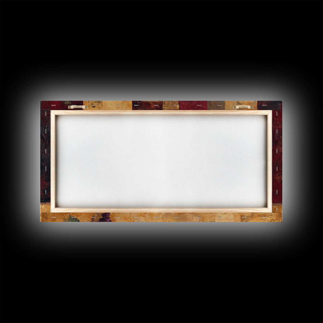 Burgundy Abstract with Gold Accents Framed Canvas Print, Winery Art, Gallery Decor, Winery Decor, Fine Art, Vineyard, WIN-2x1-67