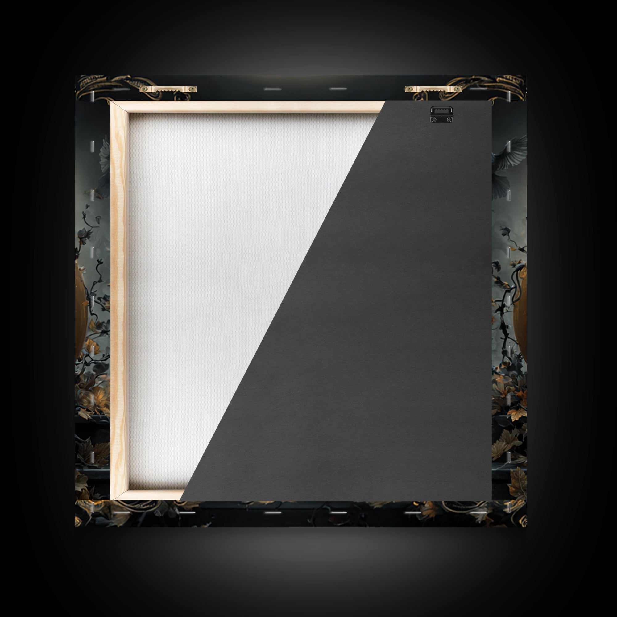 The Gold-Crowned Pumpkin Oracle - Icon Portrait, Spooky Wall Decor, Square Wall Art, Framed Canvas Print, Halloween Home Decor