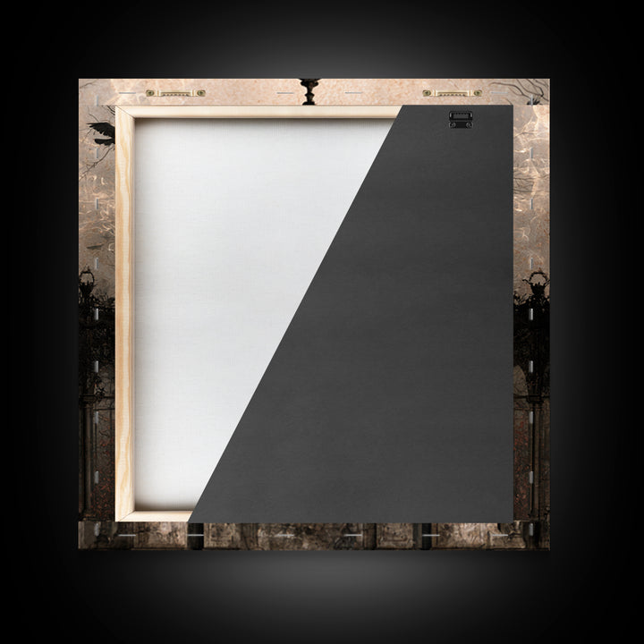 The Black Lace Haunted Conservatory - Icon Portrait, Spooky Wall Decor, Square Wall Art, Framed Canvas Print, Halloween Home Decor