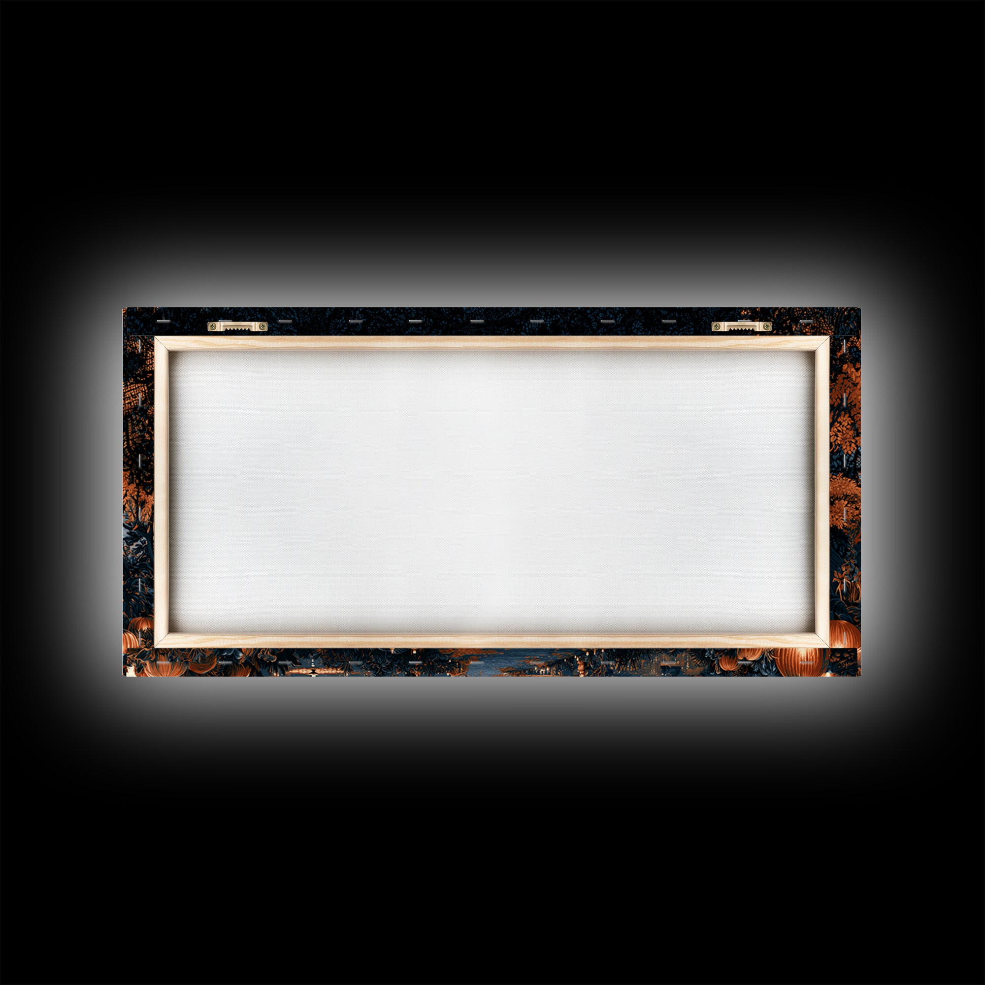 The Black Lace Haunted Conservatory - Environmental Panorama, Halloween Wall Art, Wide Panoramic Art, Framed Canvas Print, Gothic Wall Art