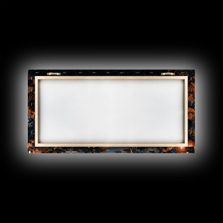 The Black Lace Haunted Conservatory - Environmental Panorama, Halloween Wall Art, Wide Panoramic Art, Framed Canvas Print, Gothic Wall Art