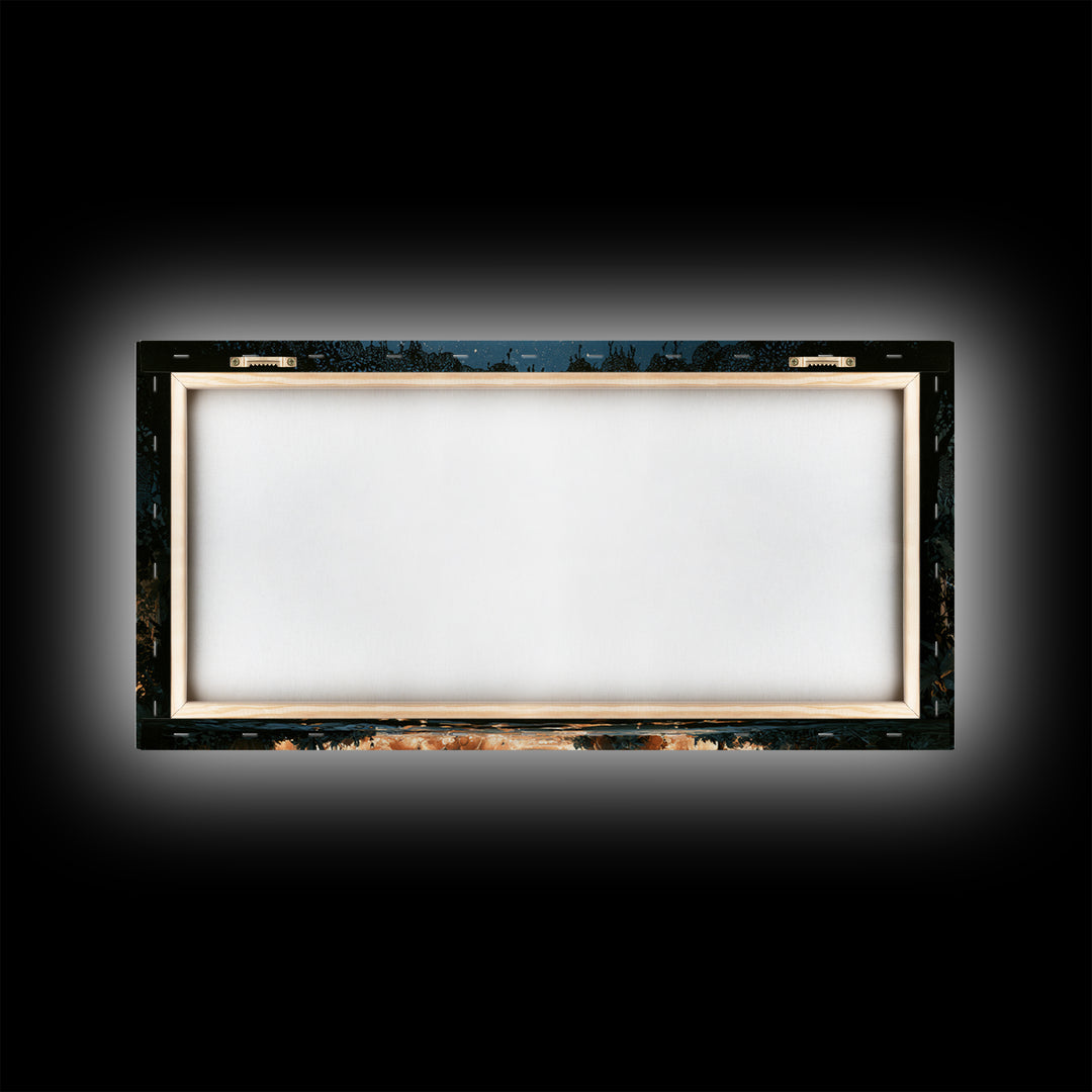 The Black Lace Haunted Conservatory - Surreal Celestial Vision, Occult Wall Decor, Wide Panoramic Art, Canvas Print, Halloween Home Decor