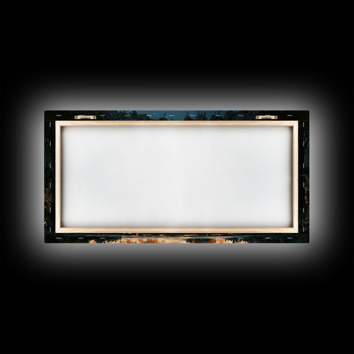 The Black Lace Haunted Conservatory - Surreal Celestial Vision, Occult Wall Decor, Wide Panoramic Art, Canvas Print, Halloween Home Decor