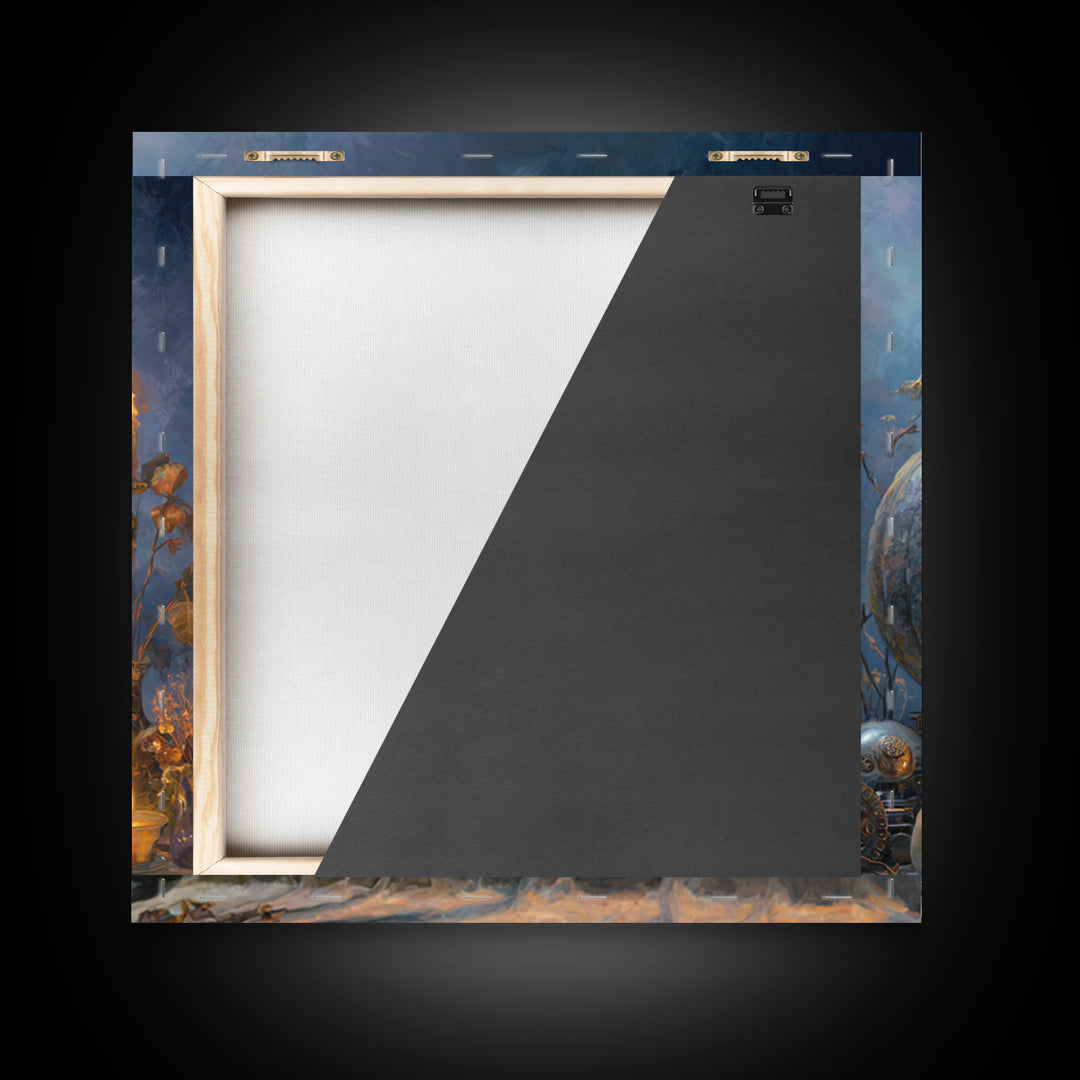 The Clockwork Jack-O-Lantern - Occult Still Life, Halloween Wall Art, Square Wall Art, Framed Canvas Print, Halloween Home Decor