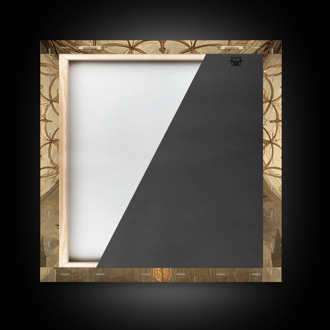 The Spiderweb Cathedral Window - Icon Portrait, Occult Wall Decor, Square Wall Art, Canvas Print, Halloween Home Decor, Gothic Wall Art