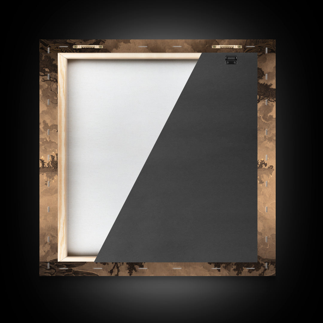 The Floating Coffin Garden - Icon Portrait, Gothic Home Decor, Square Wall Art, Canvas Print, Halloween Home Decor, Gothic Wall Art
