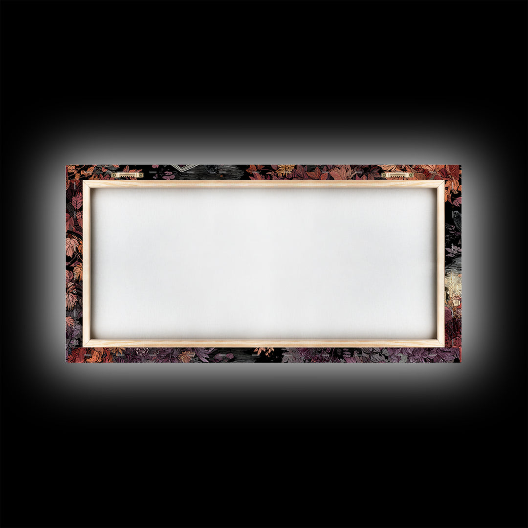 The Floating Coffin Garden - Icon Portrait, Halloween Wall Art, Wide Panoramic Art, Framed Canvas Print, Halloween Home Decor