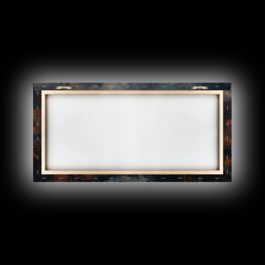 The Floating Coffin Garden - Environmental Panorama, Occult Wall Decor, Wide Panoramic Art, Canvas Print, Halloween Home Decor