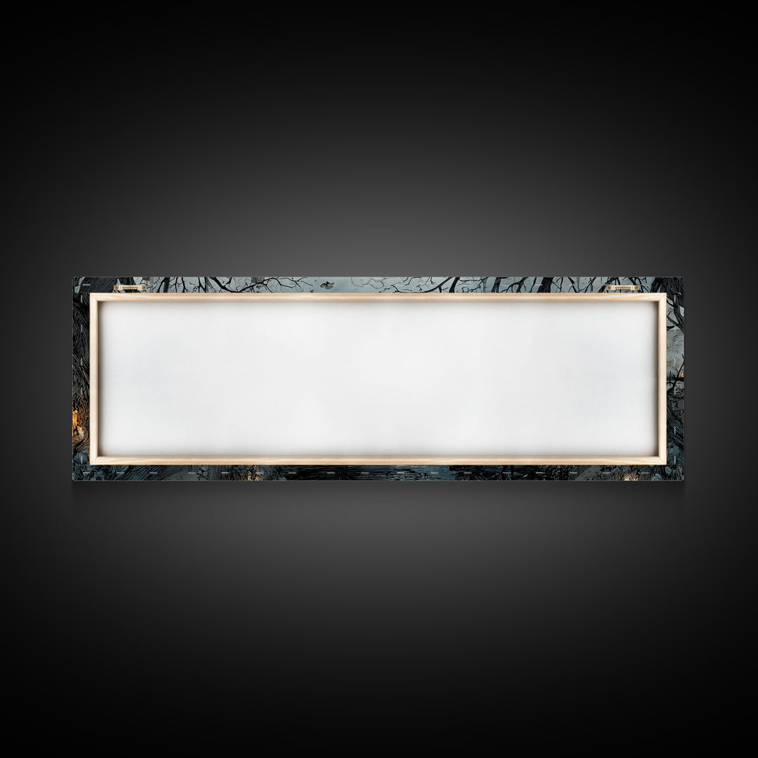 The Floating Coffin Garden - Environmental Panorama, Dark Fantasy Wall Art, Extra Wide Wall Art, Canvas Print, Halloween Home Decor