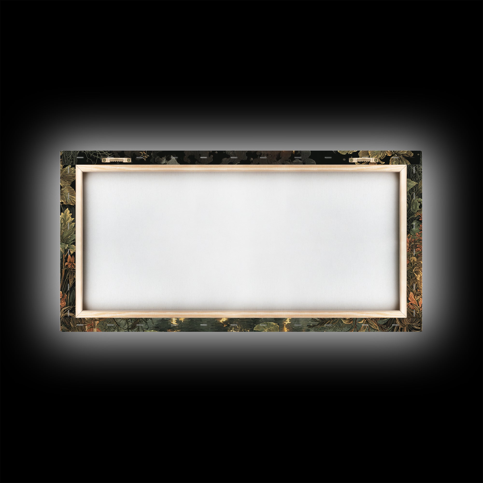 The Floating Coffin Garden - Occult Still Life, Spooky Wall Decor, Wide Panoramic Art, Framed Canvas Print, Halloween Home Decor