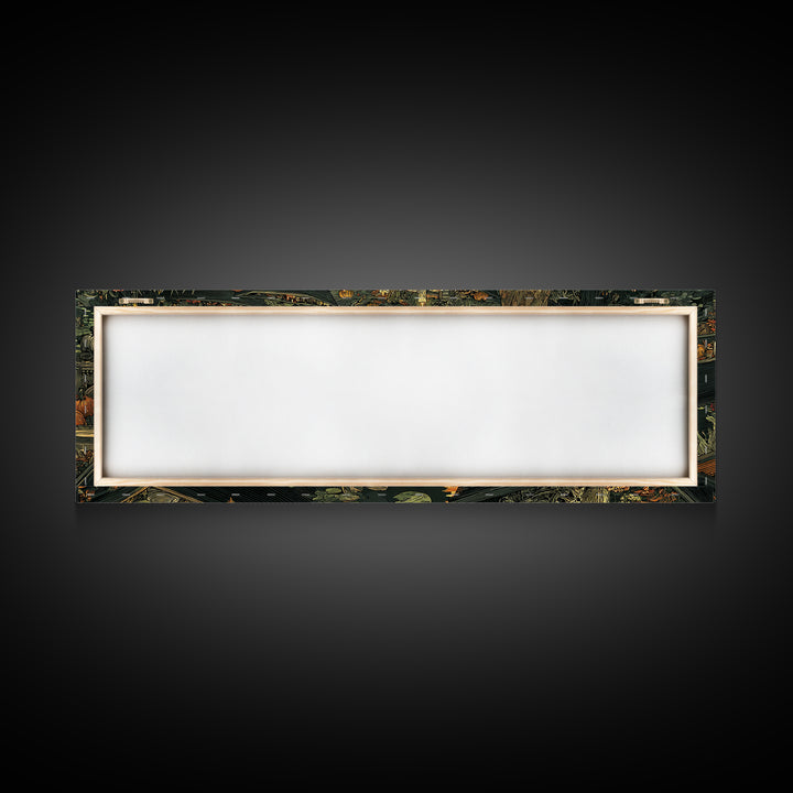 The Floating Coffin Garden - Occult Still Life, Spooky Wall Decor, Extra Wide Wall Art, Framed Canvas Print, Halloween Home Decor