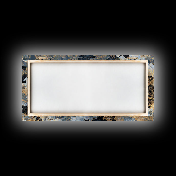 The Floating Coffin Garden - Surreal Celestial Vision, Halloween Wall Art, Wide Panoramic Art, Framed Canvas Print, Halloween Home Decor