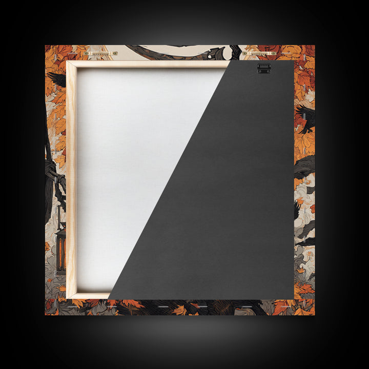 The Autumn Reaper Parade - Icon Portrait, Spooky Wall Decor, Square Wall Art, Framed Canvas Print, Halloween Home Decor, Gothic Wall Art