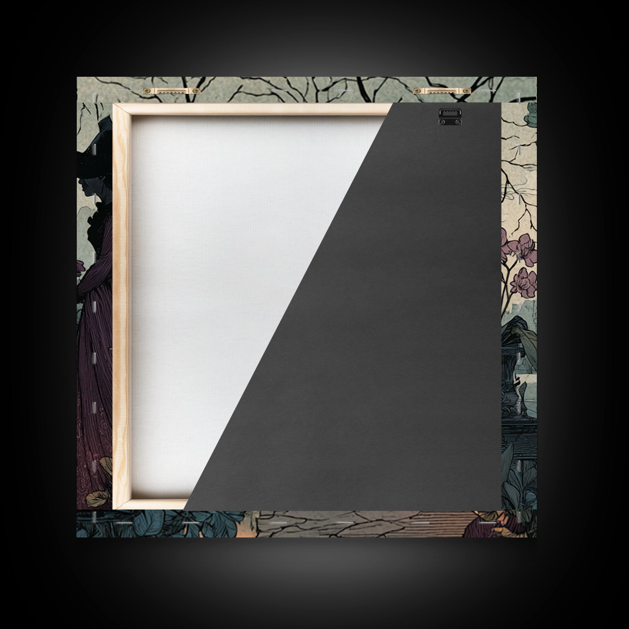 The Witch Queen Greenhouse - Environmental Panorama, Spooky Wall Decor, Square Wall Art, Framed Canvas Print, Halloween Home Decor