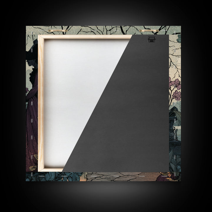 The Witch Queen Greenhouse - Environmental Panorama, Spooky Wall Decor, Square Wall Art, Framed Canvas Print, Halloween Home Decor