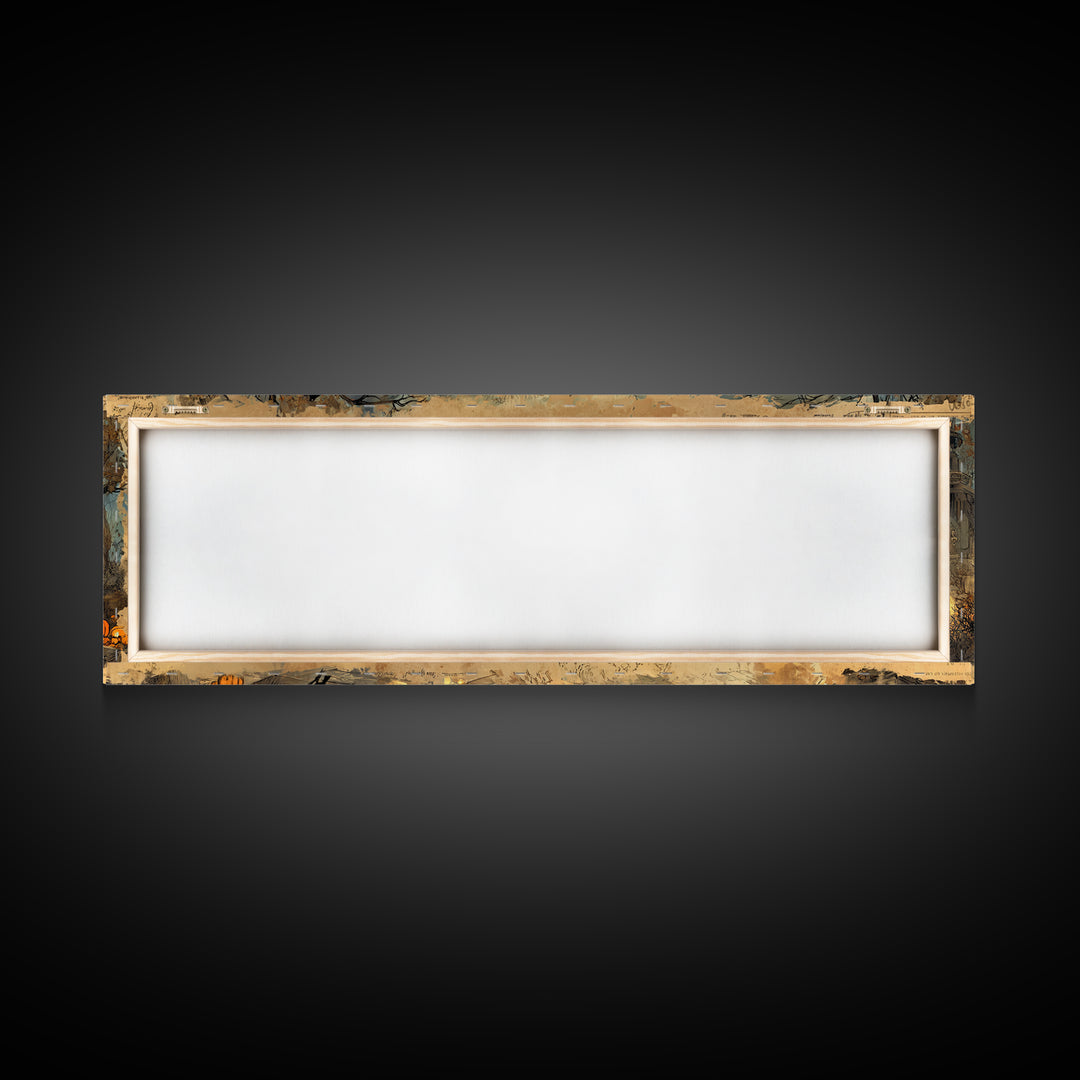 The Ghostly Violin Procession - Environmental Panorama, Occult Wall Decor, Extra Wide Wall Art, Canvas Print, Halloween Home Decor