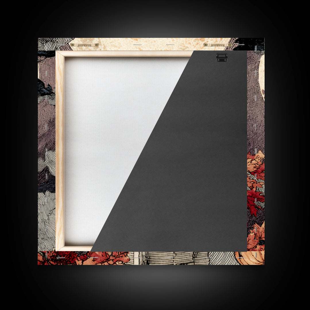The Pumpkin Moon Lighthouse - Icon Portrait, Occult Wall Decor, Square Wall Art, Canvas Print, Halloween Home Decor, Gothic Wall Art
