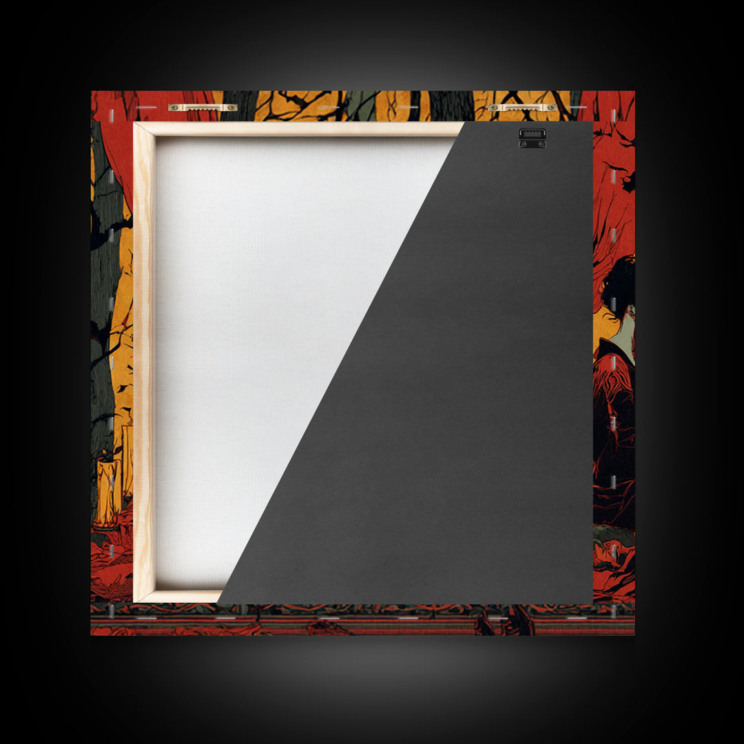 The Velvet Vampire Conservatory - Icon Portrait, Dark Fantasy Wall Art, Square Wall Art, Canvas Print, Halloween Home Decor, Gothic Wall Art