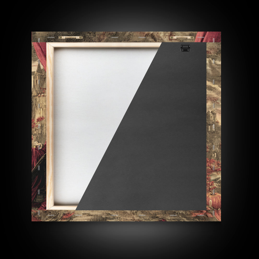 The Velvet Vampire Conservatory - Environmental Panorama, Occult Wall Decor, Square Wall Art, Canvas Print, Halloween Home Decor