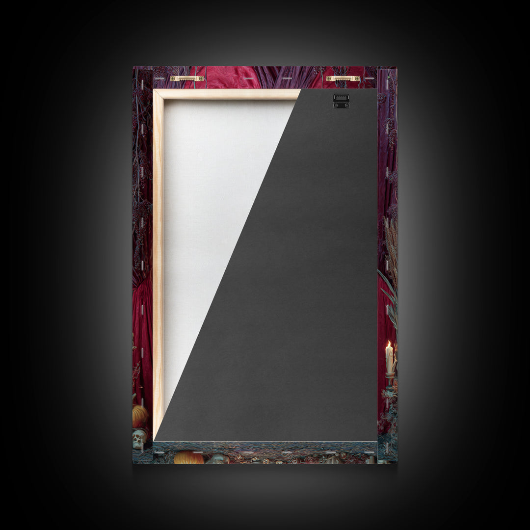 The Velvet Vampire Conservatory - Occult Still Life, Macabre Halloween Art, Vertical Wall Art, Framed Canvas Print, Halloween Home Decor