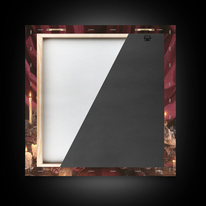 The Velvet Vampire Conservatory - Occult Still Life, Macabre Halloween Art, Square Wall Art, Framed Canvas Print, Halloween Home Decor