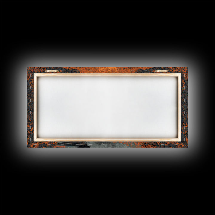 The Phantom Train Of October - Icon Portrait, Spooky Wall Decor, Wide Panoramic Art, Framed Canvas Print, Halloween Home Decor