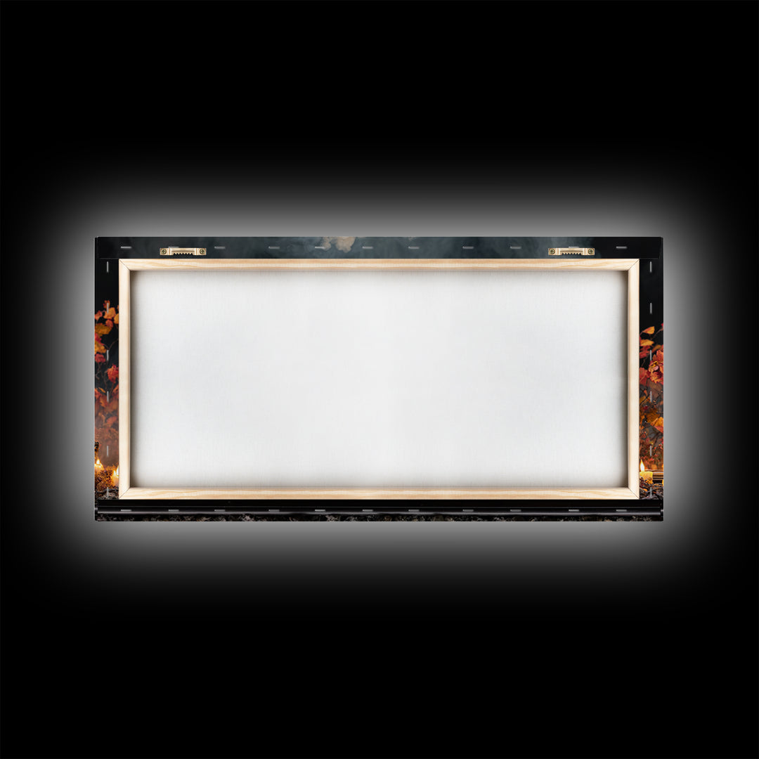 The Phantom Train Of October - Occult Still Life, Macabre Halloween Art, Wide Panoramic Art, Framed Canvas Print, Halloween Home Decor