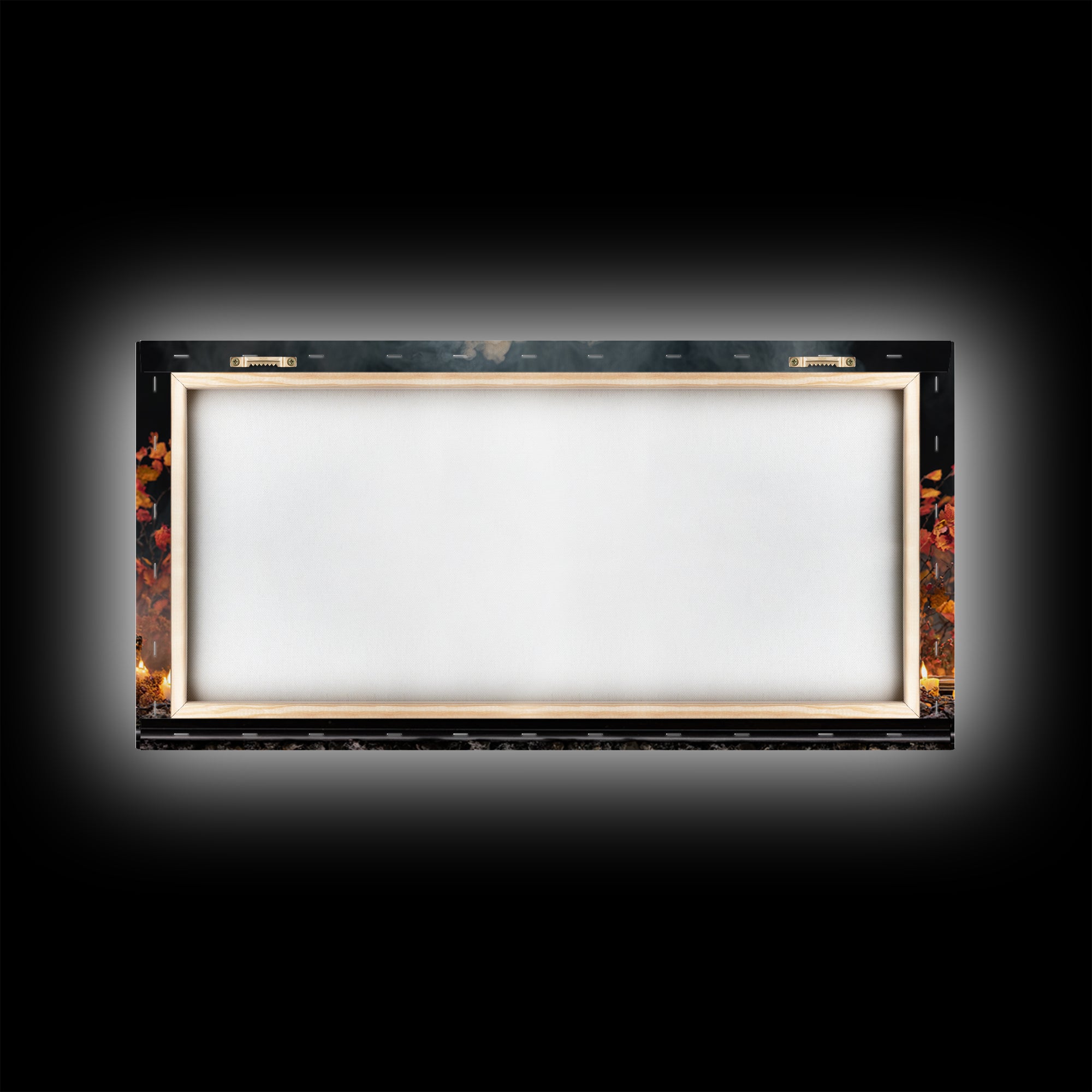The Phantom Train Of October - Occult Still Life, Macabre Halloween Art, Wide Panoramic Art, Framed Canvas Print, Halloween Home Decor