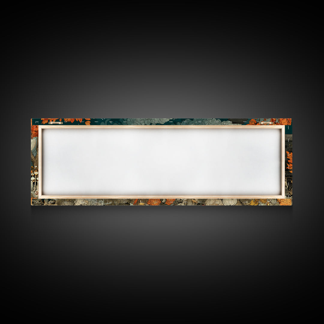 The Phantom Train Of October - Occult Still Life, Macabre Halloween Art, Extra Wide Wall Art, Framed Canvas Print, Halloween Home Decor