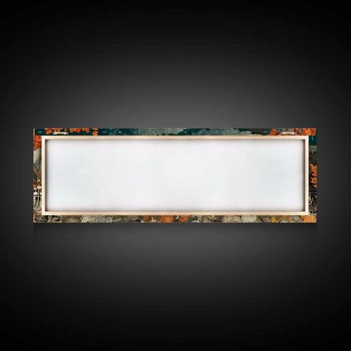 The Phantom Train Of October - Occult Still Life, Macabre Halloween Art, Extra Wide Wall Art, Framed Canvas Print, Halloween Home Decor