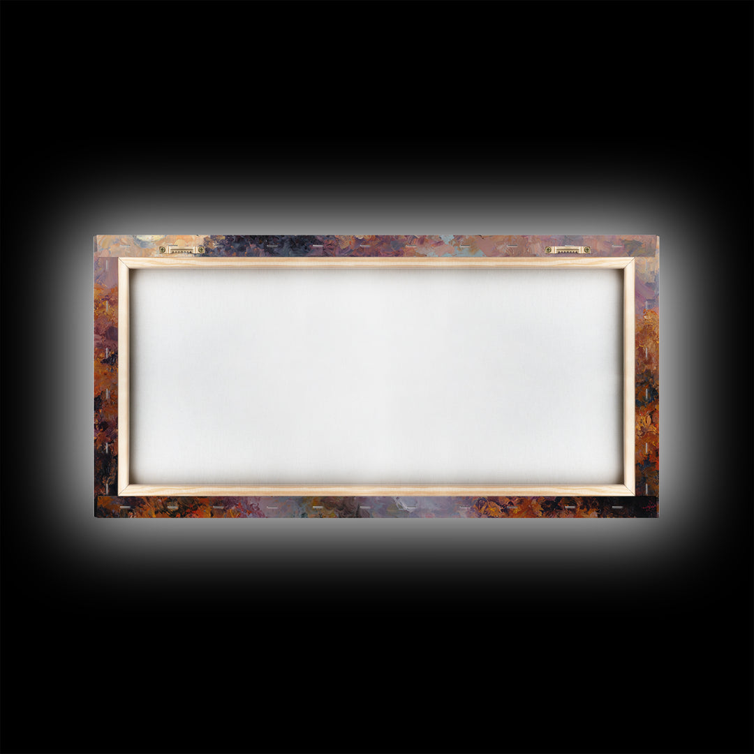 The Phantom Train Of October - Surreal Celestial Vision, Spooky Wall Decor, Wide Panoramic Art, Framed Canvas Print, Halloween Home Decor