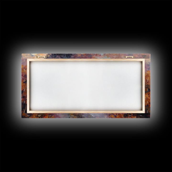 The Phantom Train Of October - Surreal Celestial Vision, Spooky Wall Decor, Wide Panoramic Art, Framed Canvas Print, Halloween Home Decor