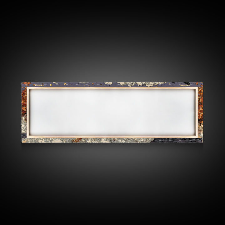 The Phantom Train Of October - Surreal Celestial Vision, Spooky Wall Decor, Extra Wide Wall Art, Framed Canvas Print, Halloween Home Decor