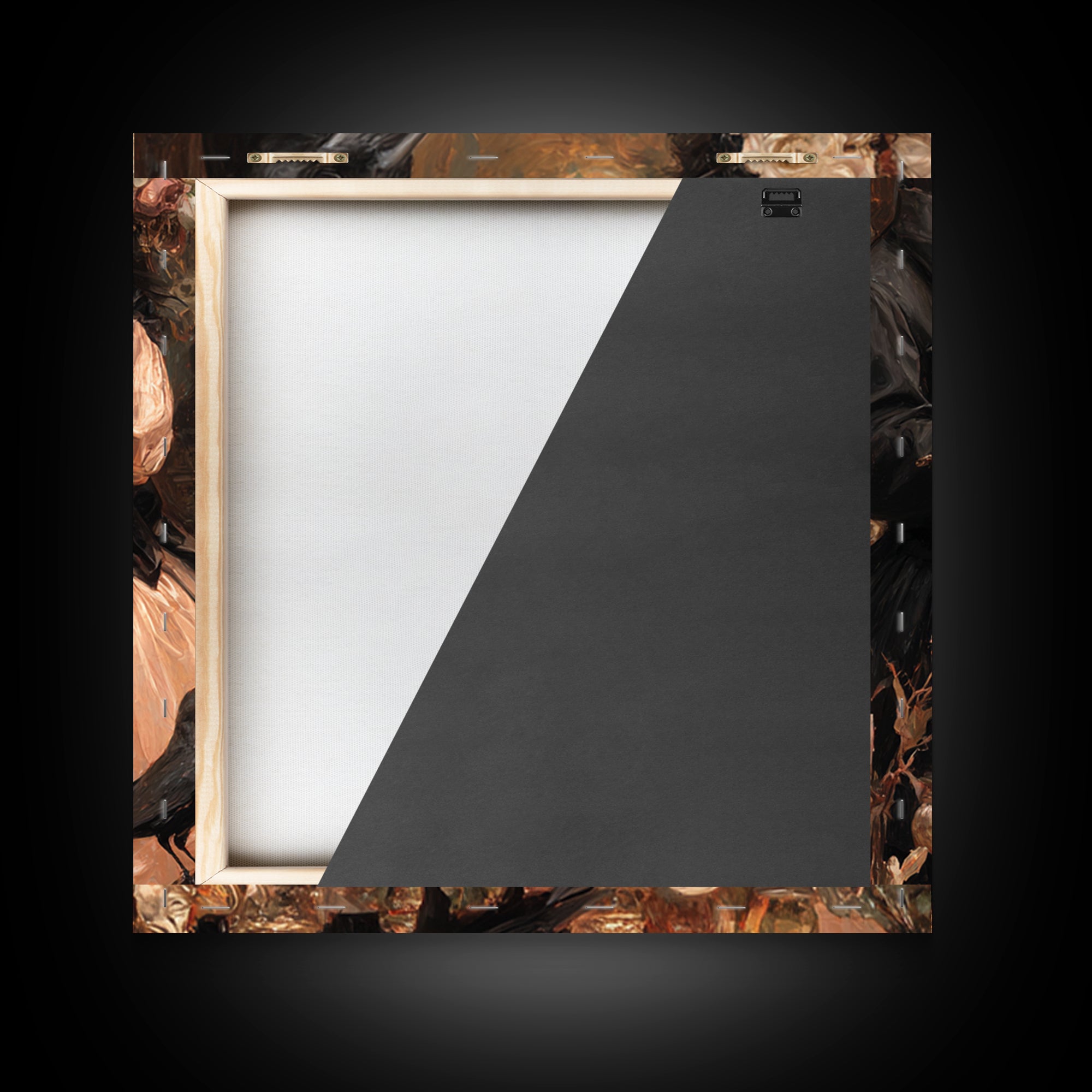 The Raven-Masked Ballroom - Occult Still Life, Spooky Wall Decor, Square Wall Art, Framed Canvas Print, Halloween Home Decor