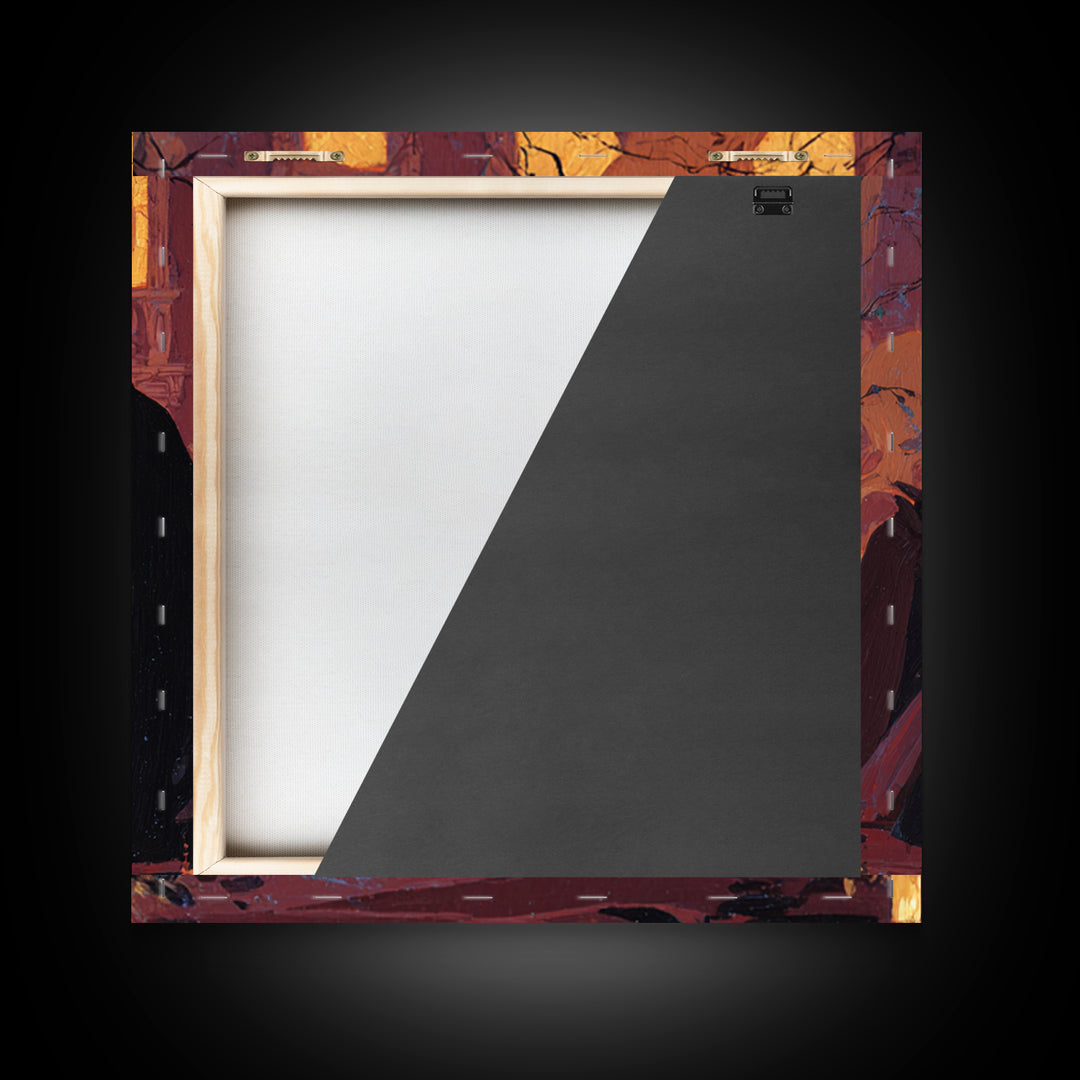 The Raven-Masked Ballroom - Procession Scene, Spooky Wall Decor, Square Wall Art, Framed Canvas Print, Halloween Home Decor, Gothic Wall Art