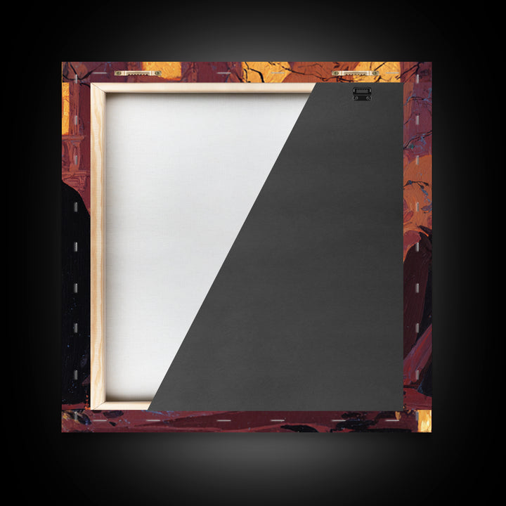 The Raven-Masked Ballroom - Procession Scene, Spooky Wall Decor, Square Wall Art, Framed Canvas Print, Halloween Home Decor, Gothic Wall Art